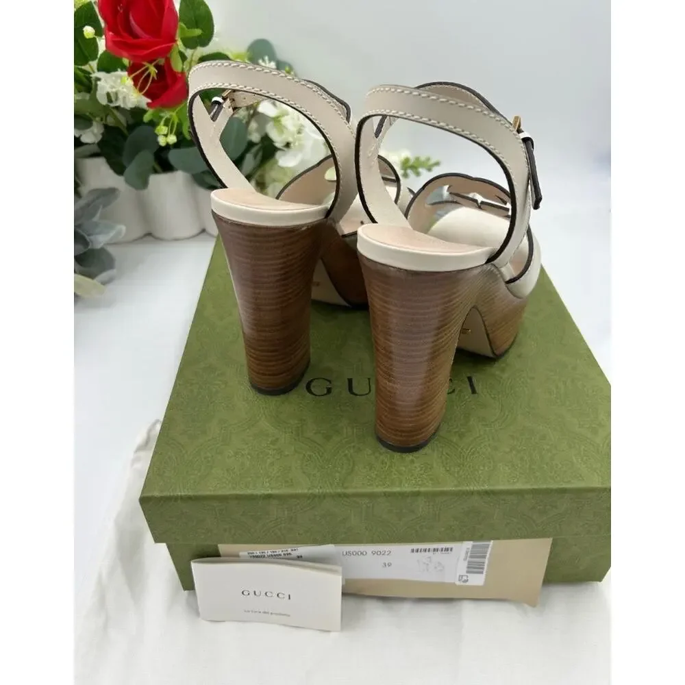 Women's Gucci interlocking GG leather platform sandals size 39 made in Italy